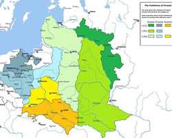 карта трех разделов Польши
